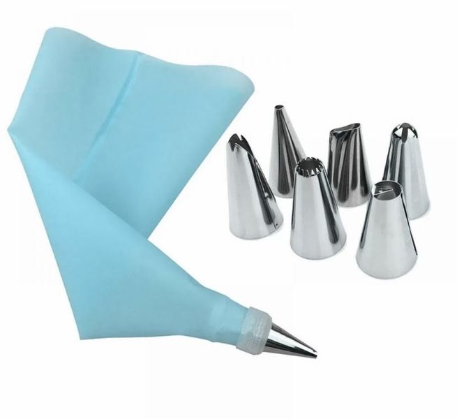 6-Piece Silicone Piping Bag and Nozzles
