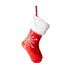 Nordic Scandinavian Red Velvet Snowflake Christmas Hanging Stocking D cor