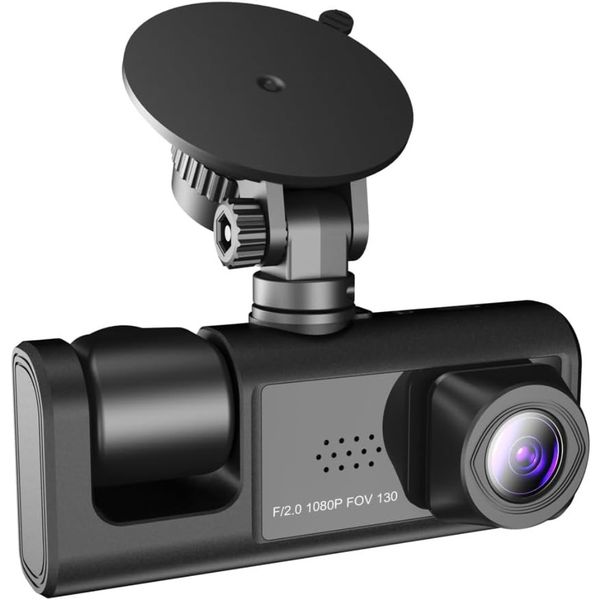 Dash Cam Front Inside Rear Camera, 2 Inch Screen