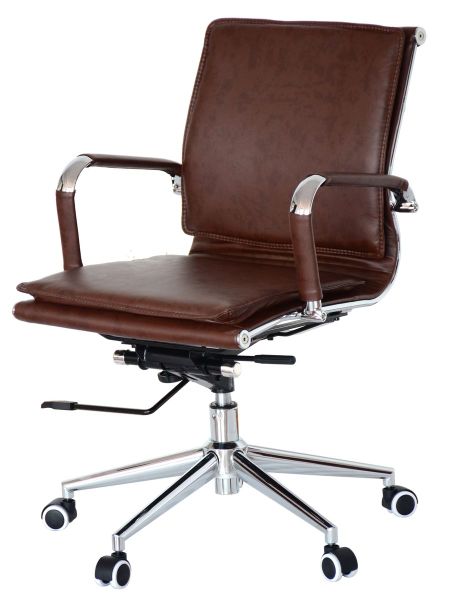 Square Pad Medium Back Office Chair-Brown
