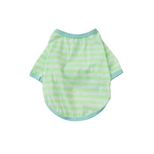Dog T Shirt - Breton Green &amp; White Stripes - Extra Small