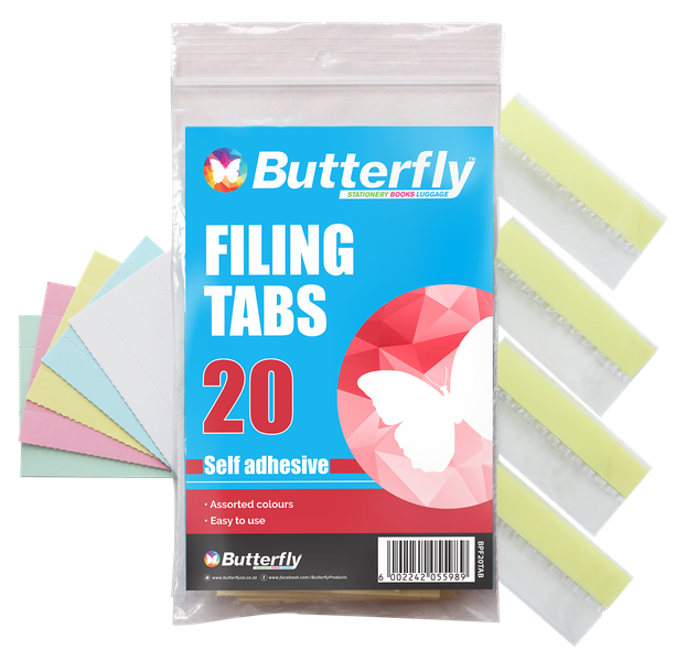 Butterfly Self Adhesive 20 Filing Tabs - 1 Individual Pack