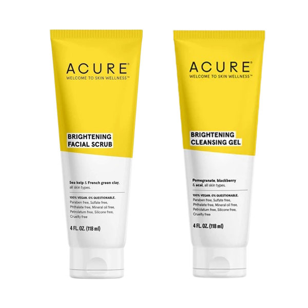 ACURE Brightening Facial Duo - Cleansing Gel &amp; Facial Scrub Set 118ml Each