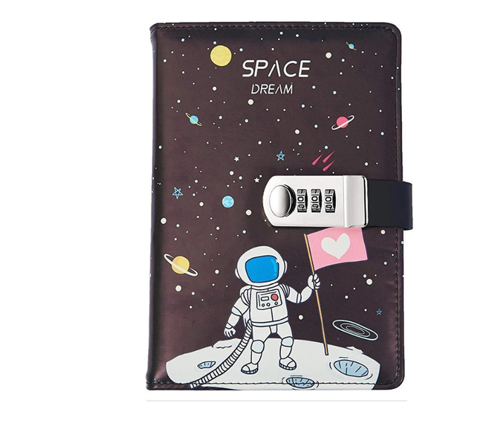 Combination Lock A5 Notebook Diary Journal Soft PU Leather Cover OuterSpace