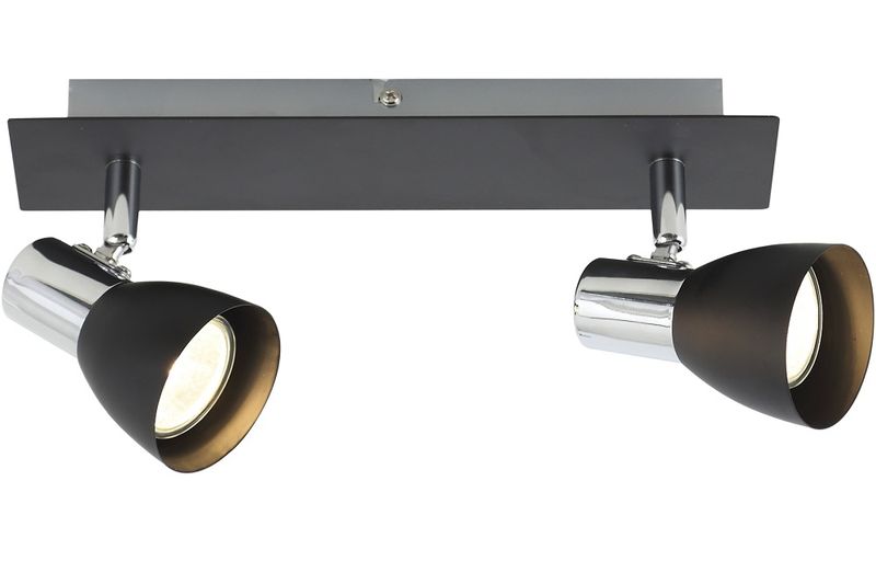 Bright Star Lighting - Two Black and Chrome Spotlight On Rectangular Base