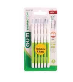 G.U.M - Bi- Direction Antibacterial Bristles 0.7mm (6 Pack)