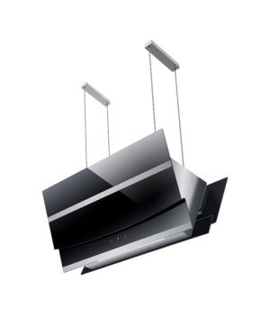 Falco AR-90-826- 90cm Island V-Shape Extractor Fan - Black Glass