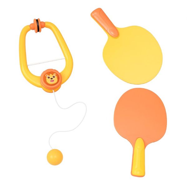 Lion-Themed Table Tennis Training Set - Yellow/Orange