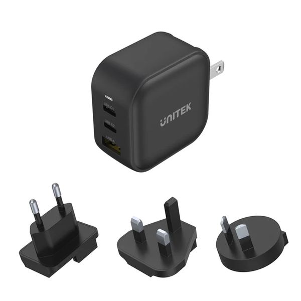 Unitek TRAVEL TRI GaN 3 Ports 66W Compatible Charger with USB PD &amp; QC 3.0