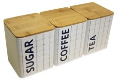 Casa - 3 Piece Canister Tin Set - Tea/Coffee/Sugar