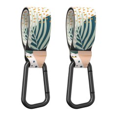 Universal Baby Stroller Hooks for Hanging Bags-Abstract Leaf