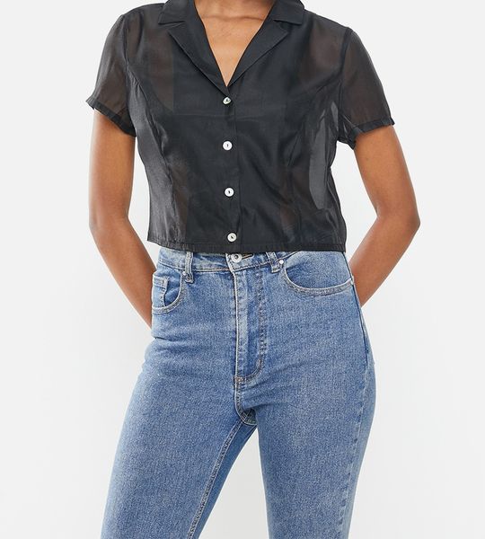 Women's Glamorous Sheila Top - Black Organza