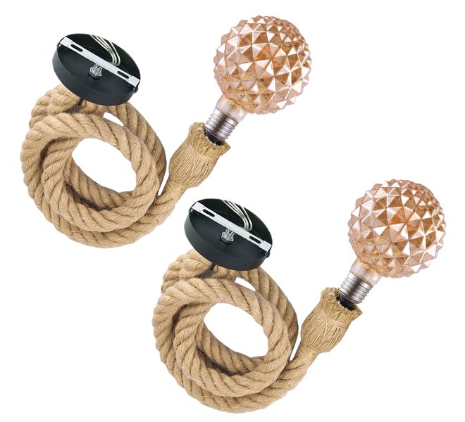 2 Set Rope Style Pendant Lamp 1M and LED 4W Filament G95 - Pineapple Bulb