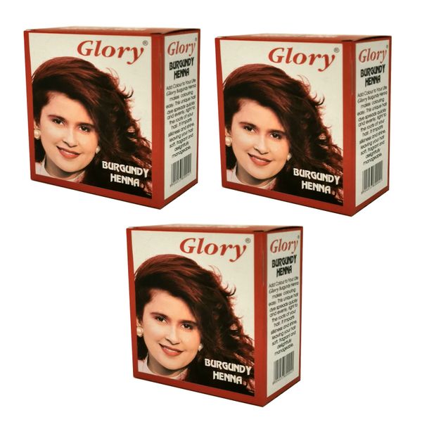 Glory Henna Natural Hair dye - Ammonia Free - Burgundy - 3 Pack