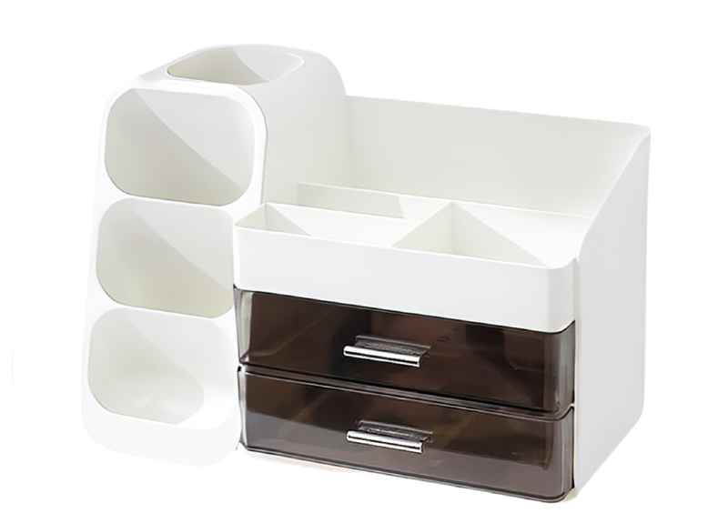 3-Tier 2-Drawer 10 Compartment Bathroom Organiser Makeup Storage Countertop