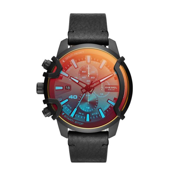 Diesel Griffed Black Leather Watch-DZ4519