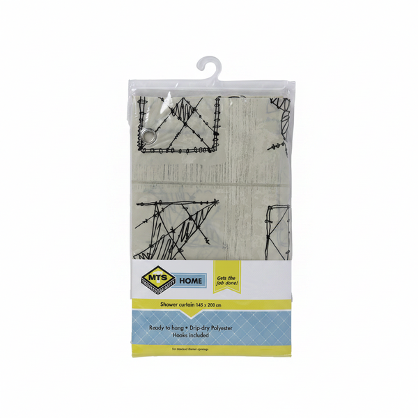 MTS PVC Shower Curtain 125 cm x 200 cm with Graphic Design