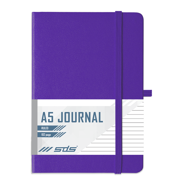 SDS A5 192 Page Lined Journal Hard Cover with Elastic Closure - Purple