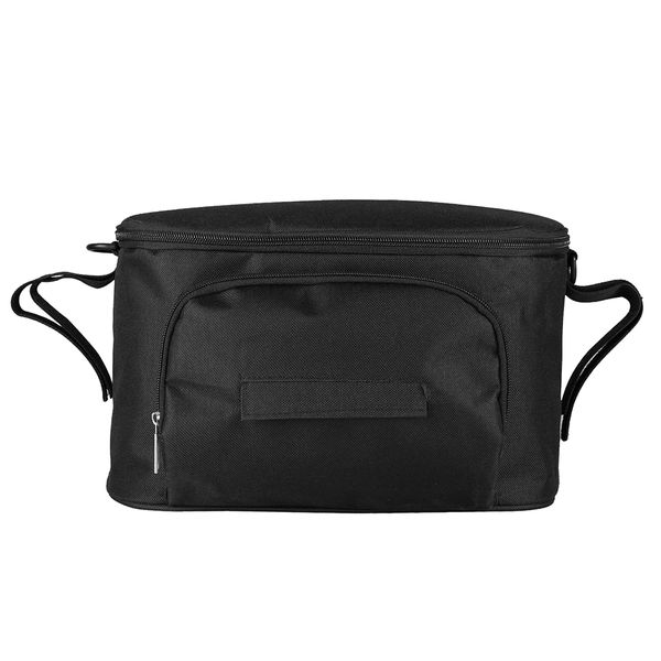 Baby Stroller Organizer Bag with Cup Holders &amp; Wipes Pocket - Black
