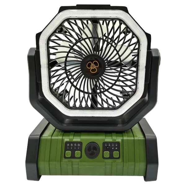 F6 - Portable Outdoor Oscillating LED &amp; Remote Controlled Fan - Green