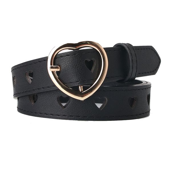 Faux Leather Belt - Pin Buckle, Hollowed-Out Perforation-Free Belt