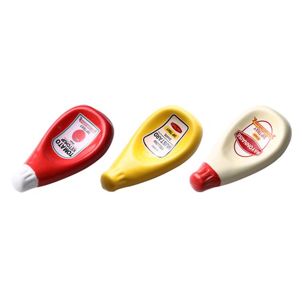 3 Pcs Ceramic Extruded Tomato Sauce Bottle Shape Seasoning Dish - S