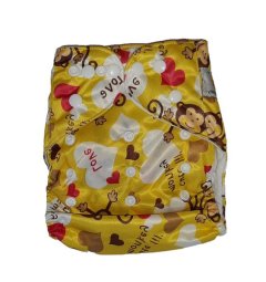 Naughty Baby Reusable Cloth Pocket Nappies - Yellow Monkey