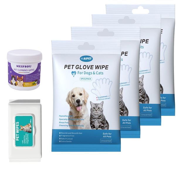 AIPET Pet Cleaning Glove Wipes Grooming Wipes Eyes Wipes