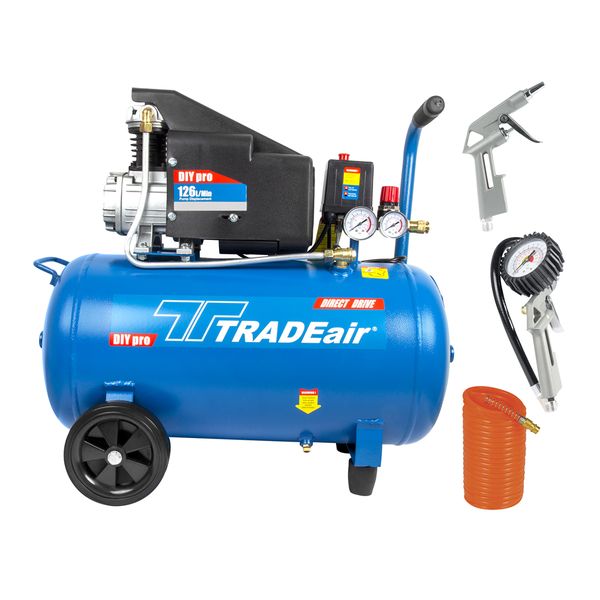 Tradeair 50lt Direct Drive Hobby Air Compressor Kit 1.5HP