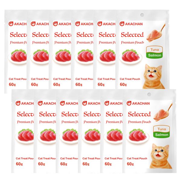 AKACHAN Selected Gourmet Pouch Cat Food 12 × 60 g - Tuna &amp; Salmon