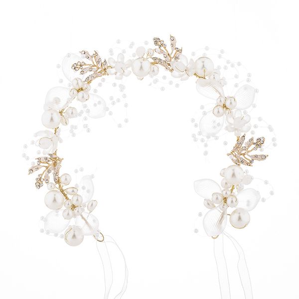 Wedding Hair Accessories, Princess Headpiece, White Flower Headband Pearl