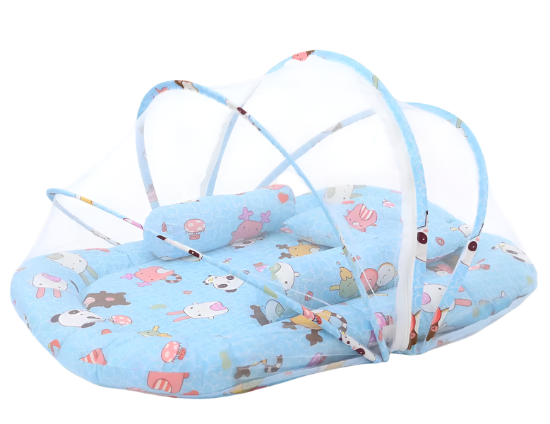 Portable Baby Mosquito Net Bed - Foldable Infant Nest with Mat &amp; Pillow