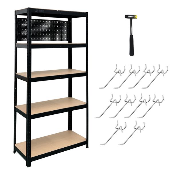 Anchor Racking 5 Tier Shelving 180x120x45cm 200Kg Shelf Pegboard &amp; Hammer