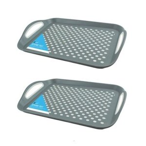 2 Anti Slip Serving Trays - Grey