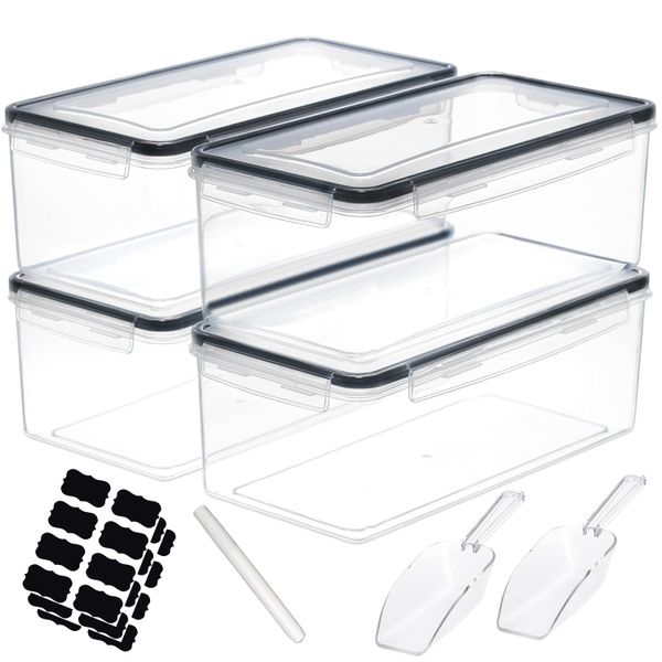 4Pack Airtight Food Storage Containers Set Pasta Canisters &amp; Lids BPA Free