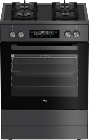 Beko 60cm Free Standing Cooker Anthracite Gas on Glass FVM81430DA