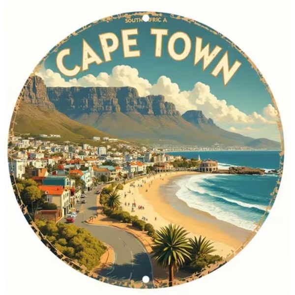 Decor Cape Town Table Mountain Metal Sign Retro South Africa Art 20x30 cm