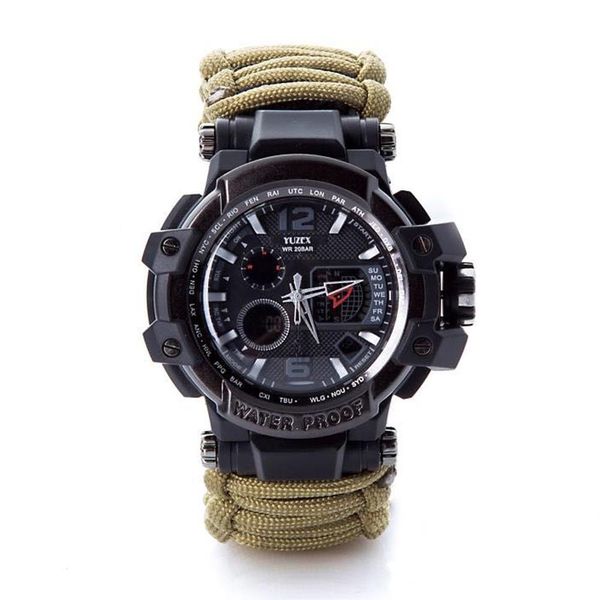 Outdoor Camping Multi-Functional Watch Survival Watch - Dark Green