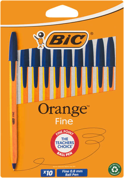 BIC Orange Fine Ballpoint Pens - Blue (Blister of 10) - Fine point 0.8mm