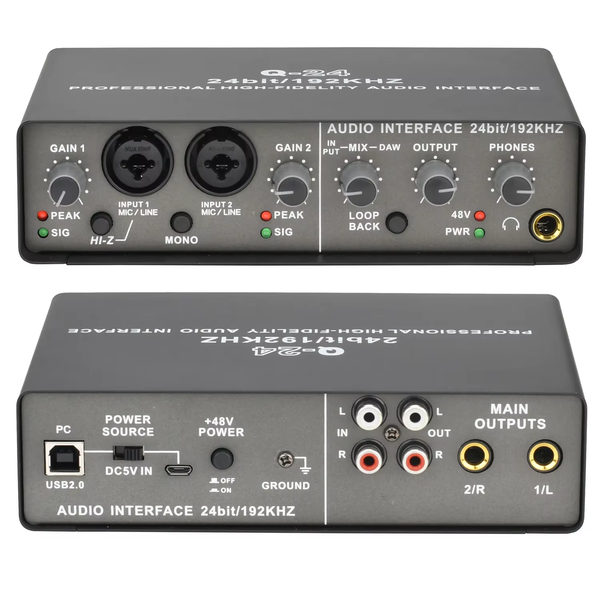 Professional Audio Interface Sound Card 24Bit/192 Recording Audio Mixer
