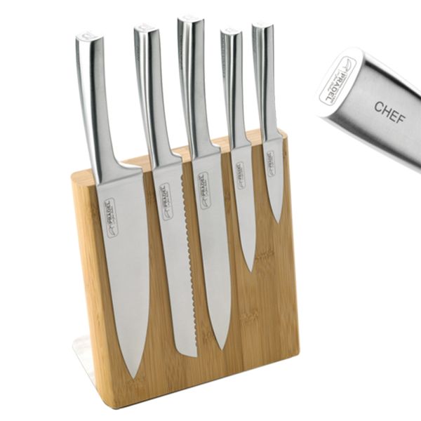 Jean Dubost Pradel Meteor 5 Piece Kitchen Knife Set &amp; Bamboo Knife Block