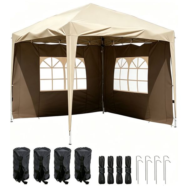 3x3M Gazebo Tent With Removable Sidewall Sun Rain Protection For Outdoor