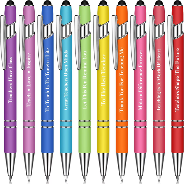 10-Pack Teacher's Day Ballpoint Pens with Stylus Tip - Appreciation Gift