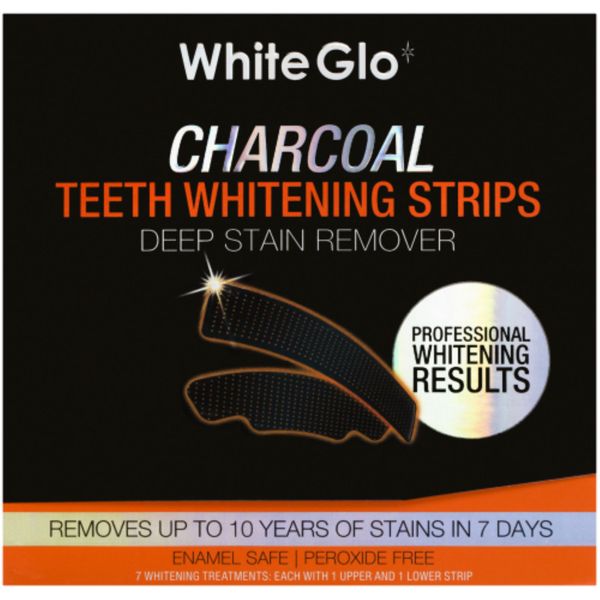 White Glo Charcoal Deep Stain Remover Teeth Strips 7 Stripes