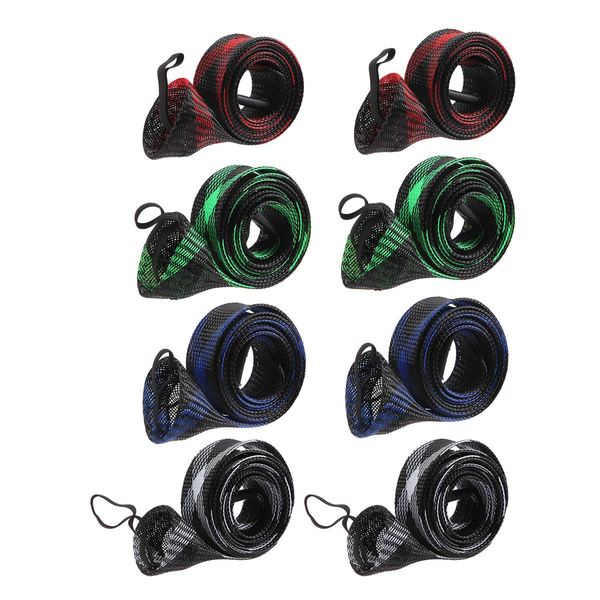 8-piece Fishing Rod Sleeve Sock, Braided Mesh with Lanyard