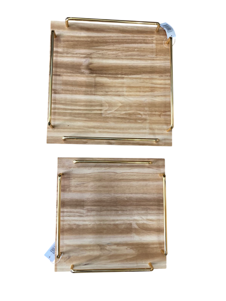 Tray 2 Piece Wooden Smoke Square Tray (Fine wood)