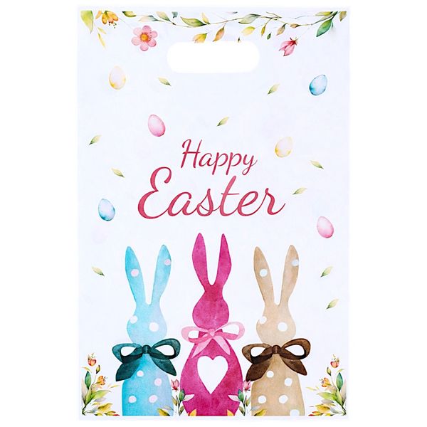 25 Piece - Easter Party Gift Bags with Bunny Design Multi Pastel Colours