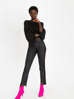 Women's STYLE REPUBLIC Shadow Stripe Straight Leg Jeans Black