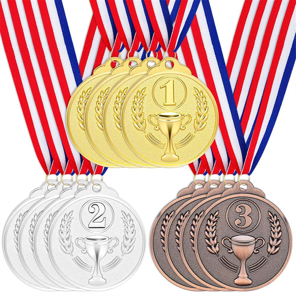 12Pcs Award Medals Gold Silver Bronze Winner Medals