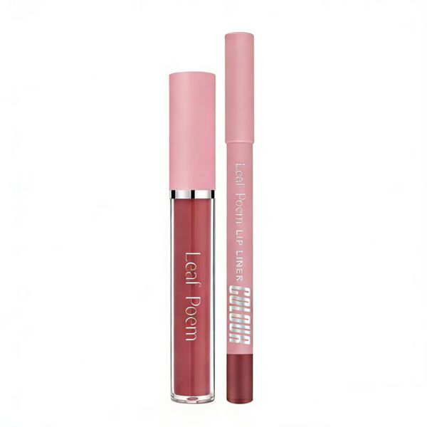 Two-in-One Lip Gloss and Lip Liner Combination, Waterproof and Long-Lasting